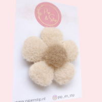 Alligatorspeld Wollie Bloem Ecru