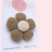 Alligatorspeld Wollie Bloem Beige