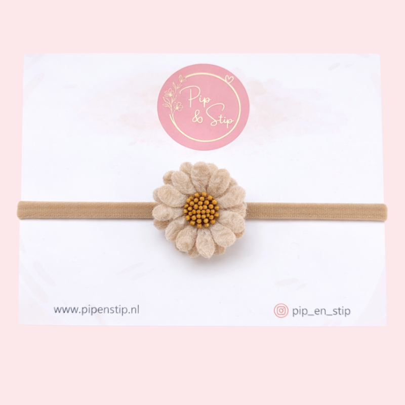 Haarbandje Fluffy Flower Beige