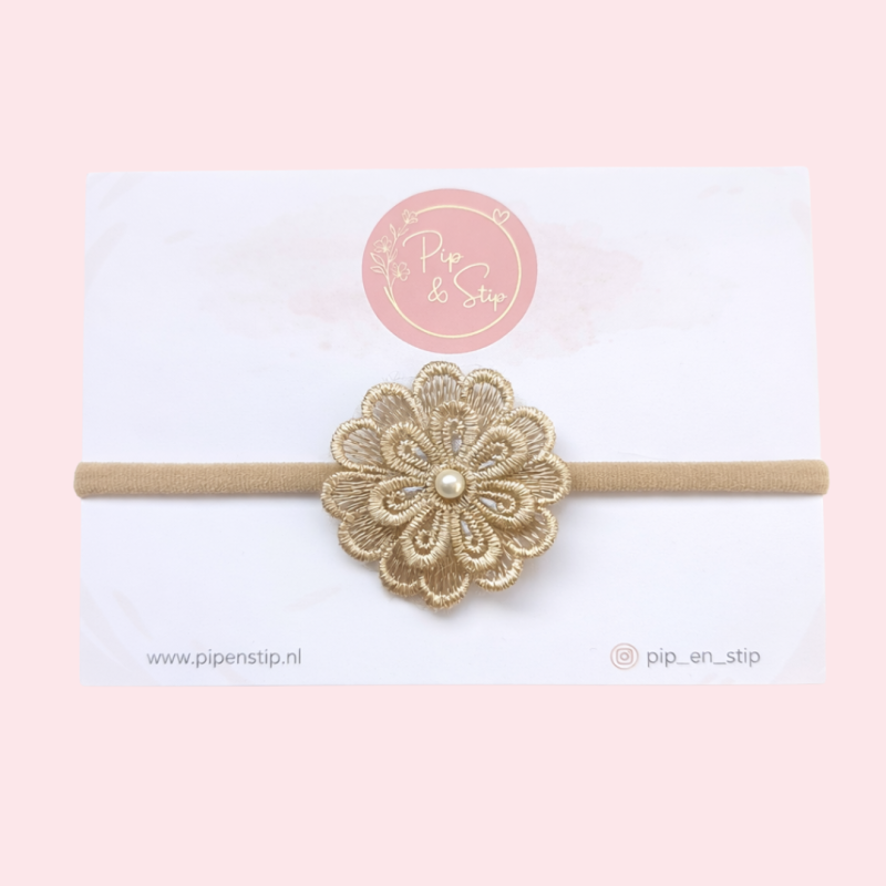 Haarbandje Lace Flower Beige