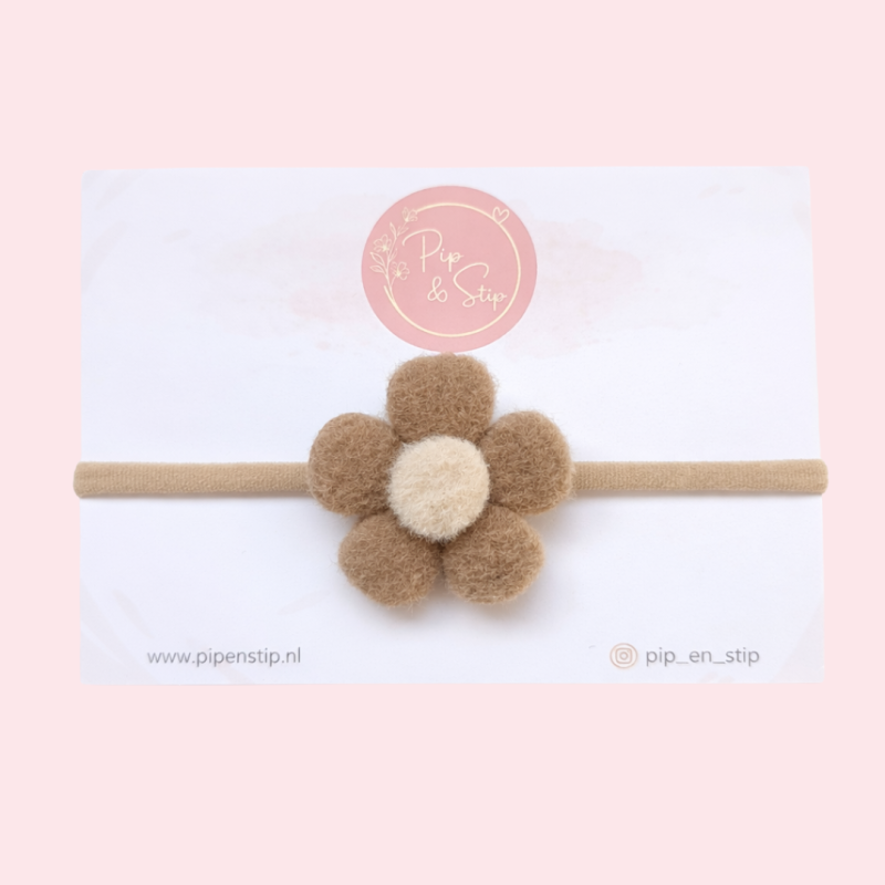 Haarbandje Wollie Bloem Beige
