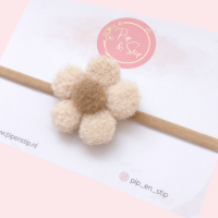 Haarbandje Wollie Bloem Ecru