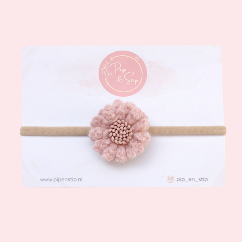 Haarbandje Fluffy Flower Lichtroze