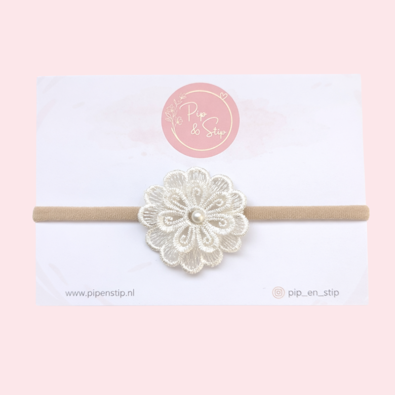 Haarbandje Lace Flower Wit