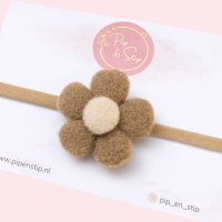 Haarbandje Wollie Bloem Beige