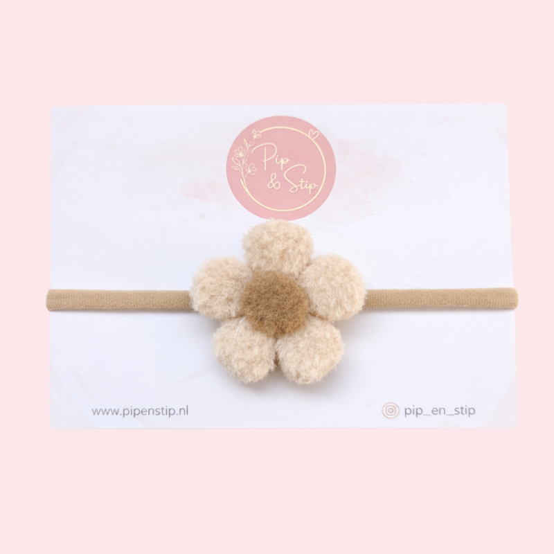 Haarbandje Wollie Bloem Ecru