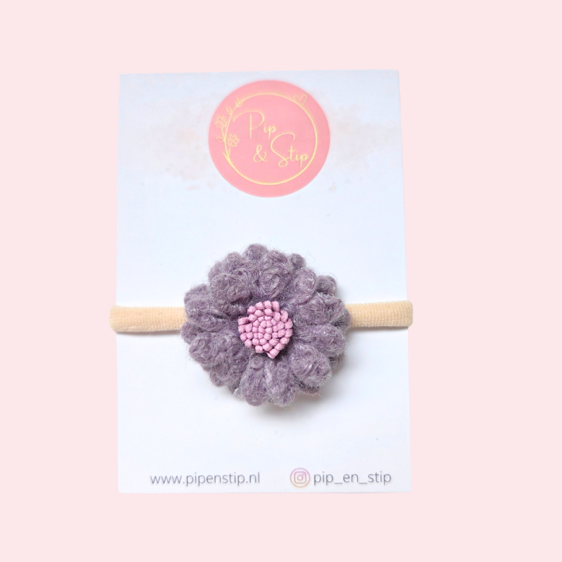 Maxi Haarelastiek Fluffy Flower Paars