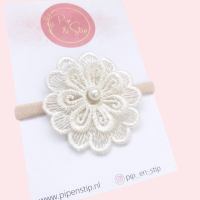 Maxi Haarelastiek Lace Flower Wit