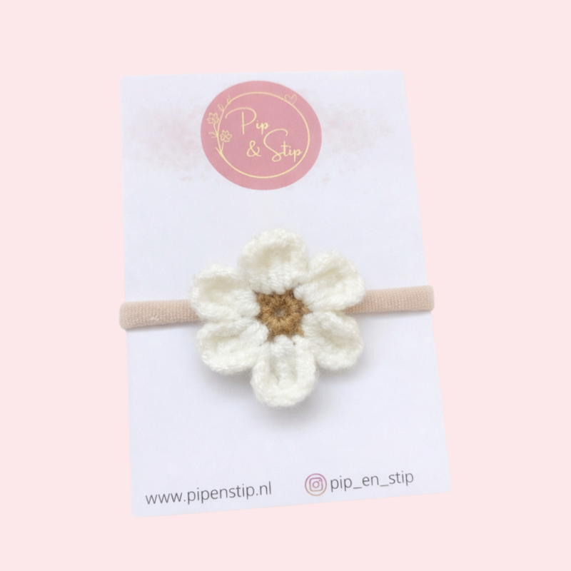 Maxi Haarelastiek Winter Bloom Wit