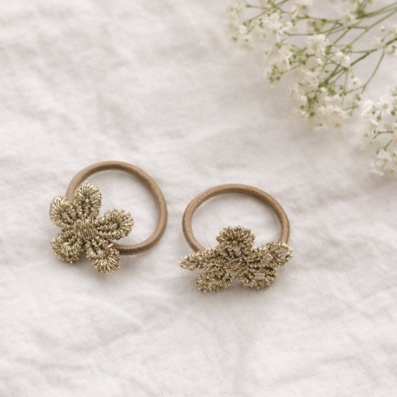 Mini Haarelastiekjes Goudbloempjes