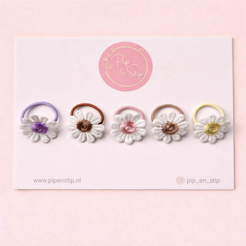 Mini Haarelastiekjes Mix Madeliefjes