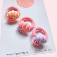 Setje Midi Haarelastiekjes Schelp Mix