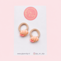 Midi Haarelastiekjes Schelp Licht Perzikroze