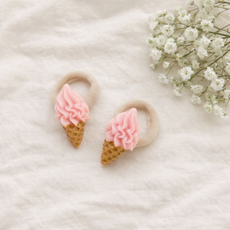 Midi Haarelastiekjes Softijs Aardbei