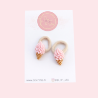 Midi Haarelastiekjes Softijs Aardbei