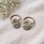 Mini Haarelastiekjes Vintage Flower Beige