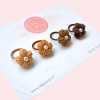 Setje Mini Haarelastiekjes Wool Flower
