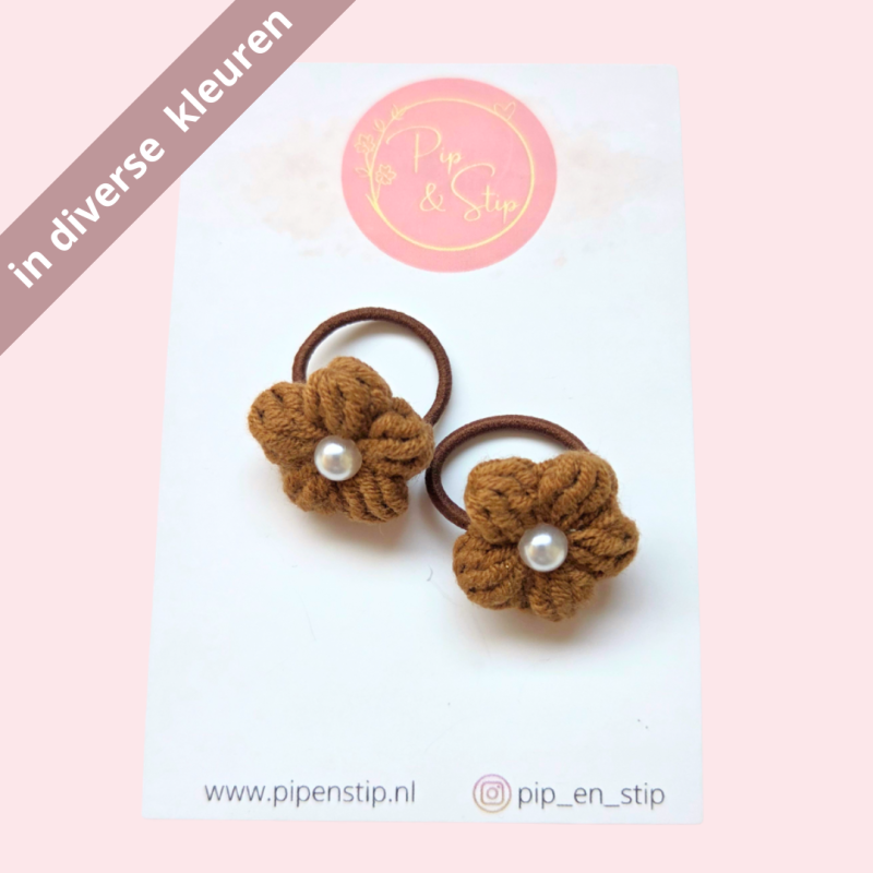 Mini Haarelastiekjes Wool Flower