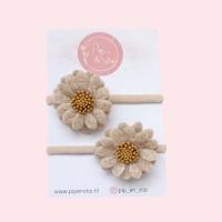 Maxi Haarelastiek Fluffy Flower Beige