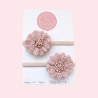 Maxi Haarelastiek Fluffy Flower Lichtroze