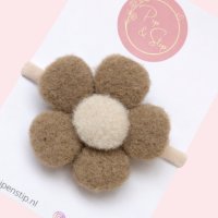 Maxi Haarelastiek Wollie Bloem Beige