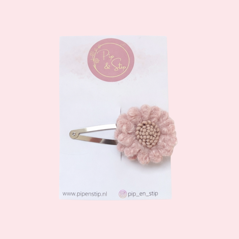 Haarspeldje Fluffy Flower Lichtroze