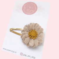 Haarspeldje Fluffy Flower Beige