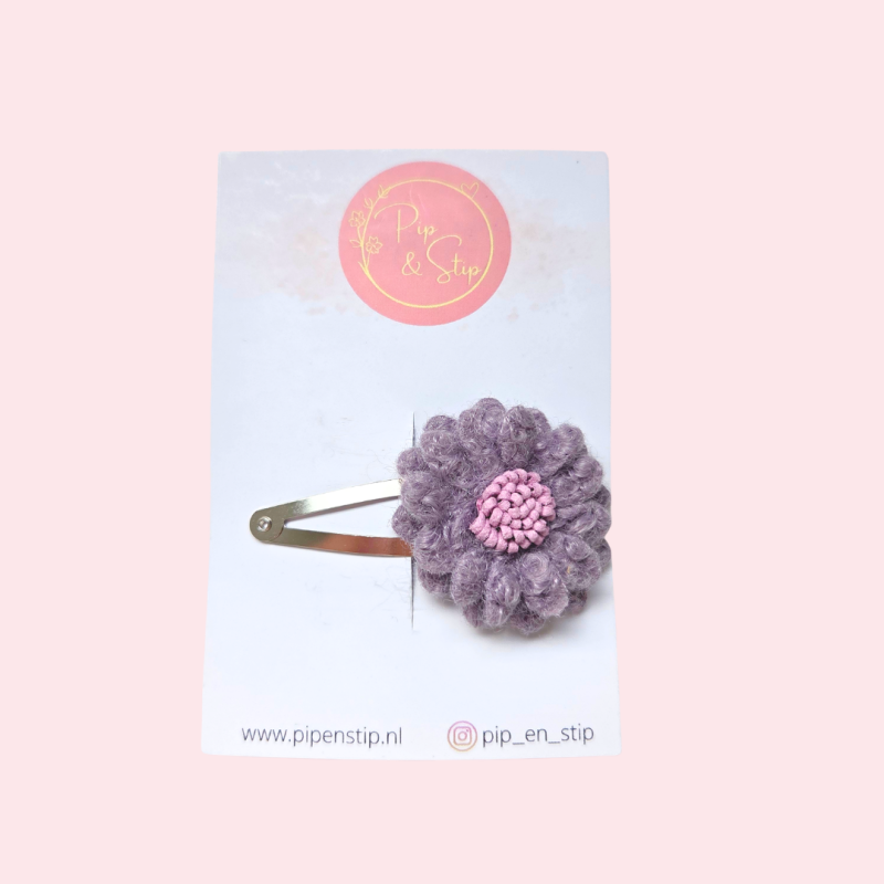 Haarspeldjes Fluffy Flower Paars