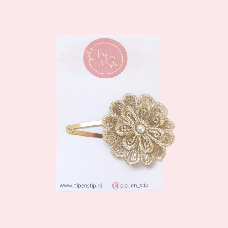 Haarspeldje Lace Flower Beige