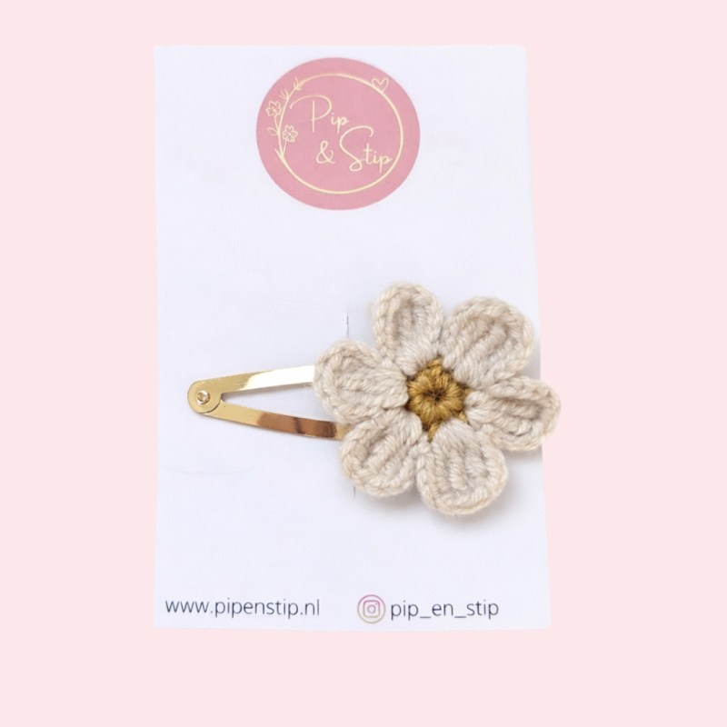 Haarspeldje Winter Bloom Beige