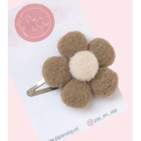 Haarspeld Wollie Bloem Beige