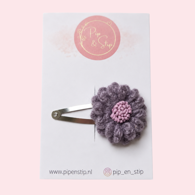 Haarspeldjes Fluffy Flower Paars