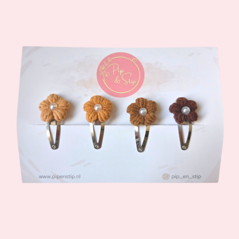 Setje Haarspeldjes Wool Flower Mix