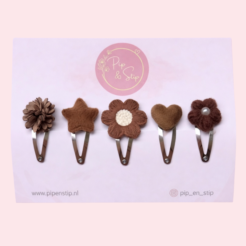 Setje Haarspeldjes Happy Brown
