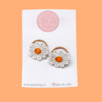 Mini Haarelastiekjes Madeliefjes Wit Oranje