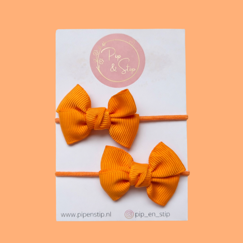 Midi Haarelastiekjes Oranje Strikjes