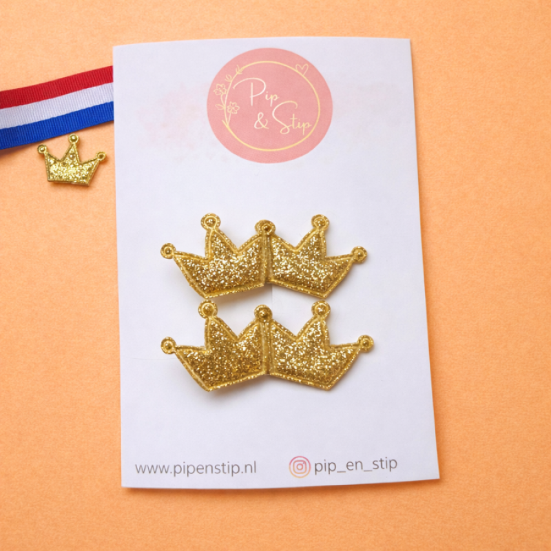 Alligator Haarspeldje Gouden Kroontjes