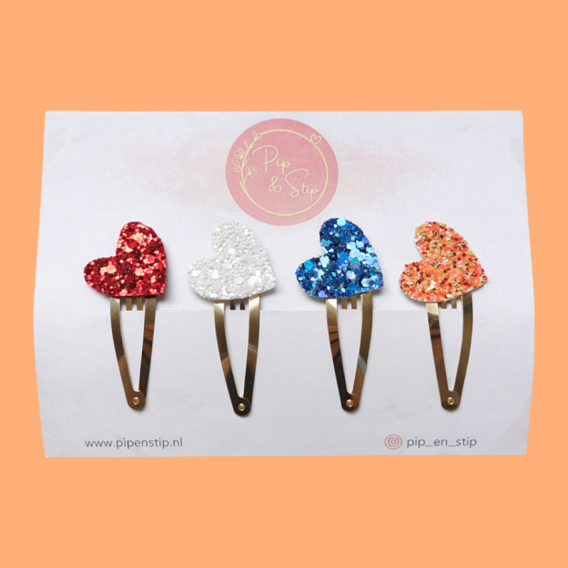 Setje Haarspeldjes Koningsdag Hartjes