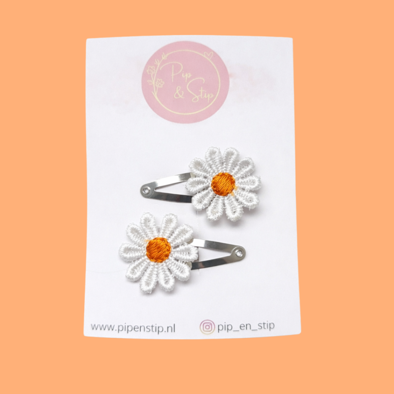 Haarspeldjes Madeliefjes Wit Oranje