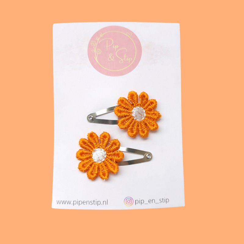 Haarspeldjes Madeliefjes Oranje