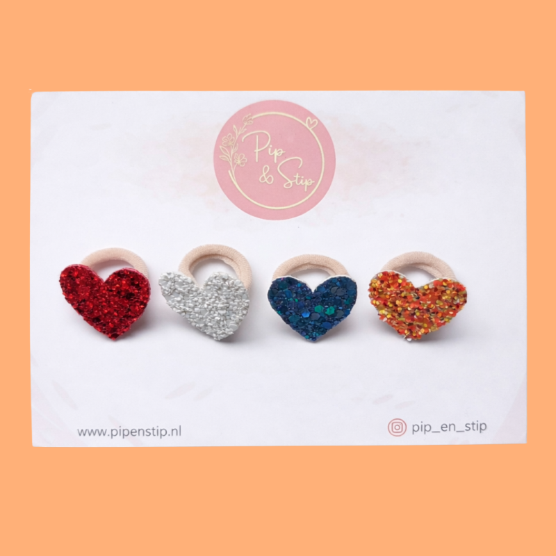 Setje Haarelastiekjes Koningsdag Hartjes