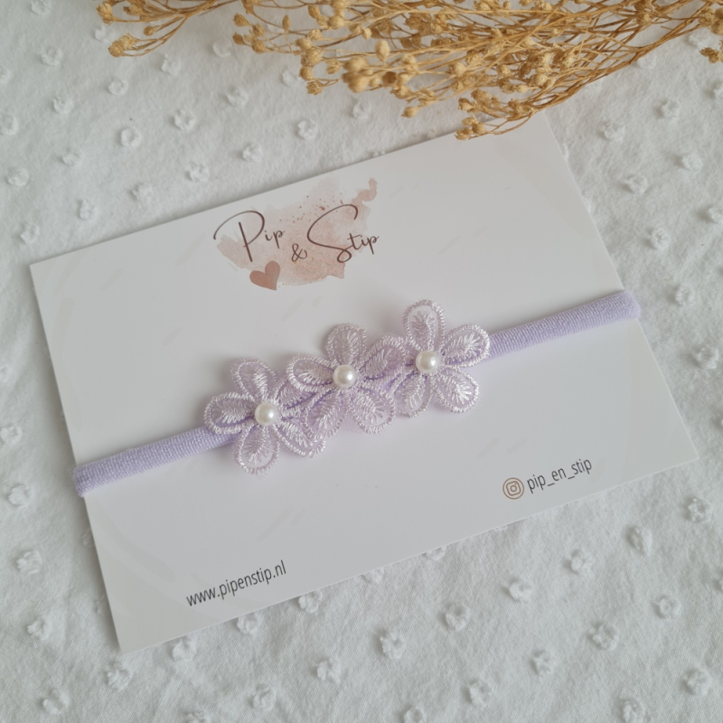 Haarbandje Parel Bloemetjes Lila