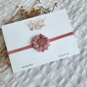 Haarbandje Fluffy Flower Oudroze