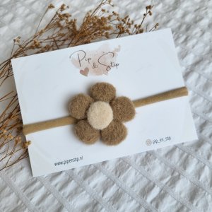 Haarbandje Wollie Bloem Beige