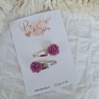 Haarspeldjes Pompom Teddy Paars