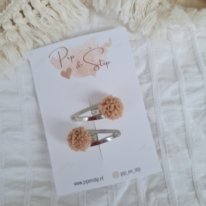 Haarspeldjes Pompom Teddy Beige