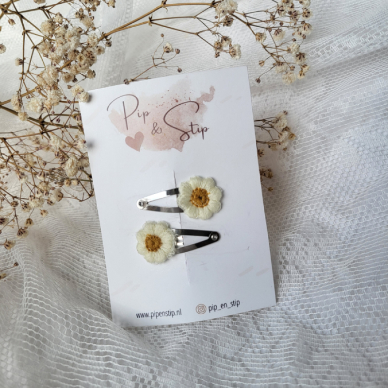 Haarspeldjes Margrietjes Creme