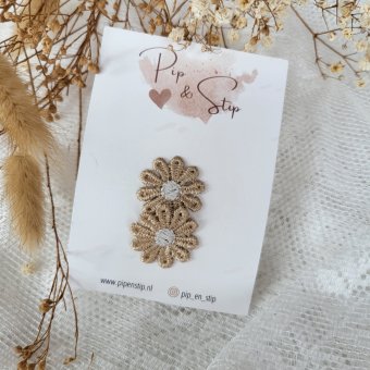 Antislip Haarspeldje Madeliefjes Beige