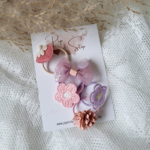 Setje Midi Haarelastiekjes Happy Pink & Lila Setje Midi Haarelastiekjes Happy Pink & Lila