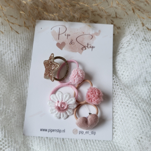 Setje Mini Haarelastiekjes Happy Pink